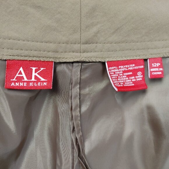 AK Anne Klein Size 12P Desert Tan 3 Button Lined 2pc Pants Suit W/Pockets 34x29 - Picture 16 of 16